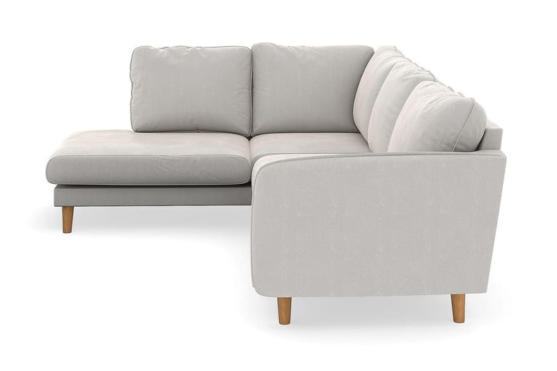 Trend Lyx 4-seters Venstrevendt L-formet Sjeselongsofa i Fløyel - Kremhvit - Møbler - Sofaer - Sofa med sjeselong - 4 seters sofa med divan