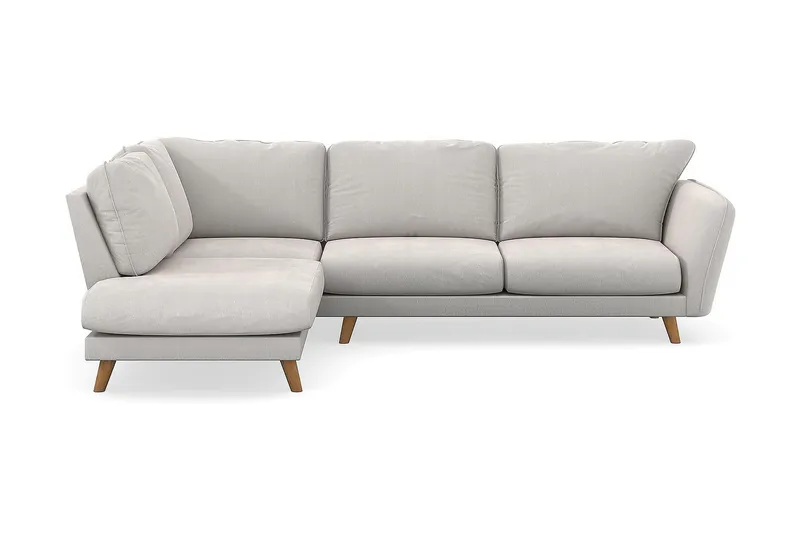 Trend Lyx 4-seters Venstrevendt L-formet Sjeselongsofa i Fløyel - Kremhvit - Møbler - Sofaer - Sofa med sjeselong - 4 seters sofa med divan