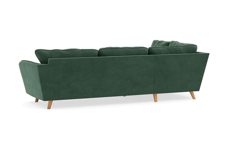 Trend Lyx 4-seters Venstrevendt L-formet Sjeselongsofa i Fløyel - Mørkegrønn - Møbler - Sofaer - Sofa med sjeselong - 4 seters sofa med divan