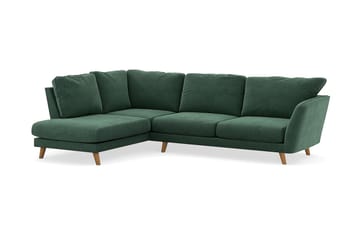 Trend Lyx 4-seters Venstrevendt L-formet Sjeselongsofa i Fløyel - Mørkegrønn - Møbler - Sofaer - Sofa med sjeselong