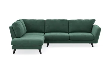 Trend Lyx 4-seters Venstrevendt L-formet Sjeselongsofa i Fløyel - Mørkegrønn - Møbler - Sofaer - Sofa med sjeselong