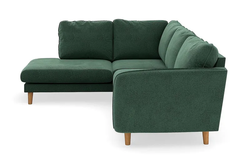 Trend Lyx 4-seters Venstrevendt L-formet Sjeselongsofa i Fløyel - Mørkegrønn - Møbler - Sofaer - Sofa med sjeselong - 4 seters sofa med divan