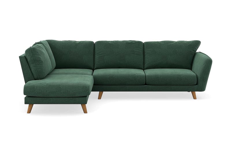 Trend Lyx 4-seters Venstrevendt L-formet Sjeselongsofa i Fløyel - Mørkegrønn - Møbler - Sofaer - Sofa med sjeselong - 4 seters sofa med divan