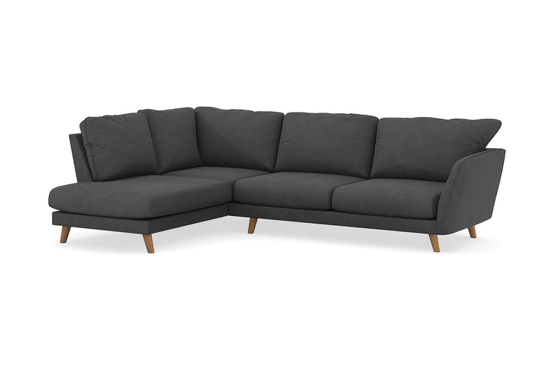 Trend Lyx 4-seters Venstrevendt L-formet Sjeselongsofa i Manchester - Mørk grå - Møbler - Sofaer - Sofa med sjeselong - 4 seters sofa med divan