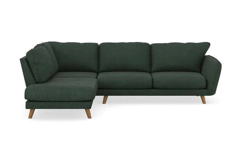 Trend Lyx 4-seters Venstrevendt L-formet Sjeselongsofa i Manchester - Mørkegrønn - Møbler - Sofaer - Sofa med sjeselong - 4 seters sofa med divan
