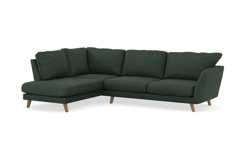 Trend Lyx 4-seters Venstrevendt L-formet Sjeselongsofa i Manchester - Mørkegrønn - Møbler - Sofaer - Sofa med sjeselong - 4 seters sofa med divan