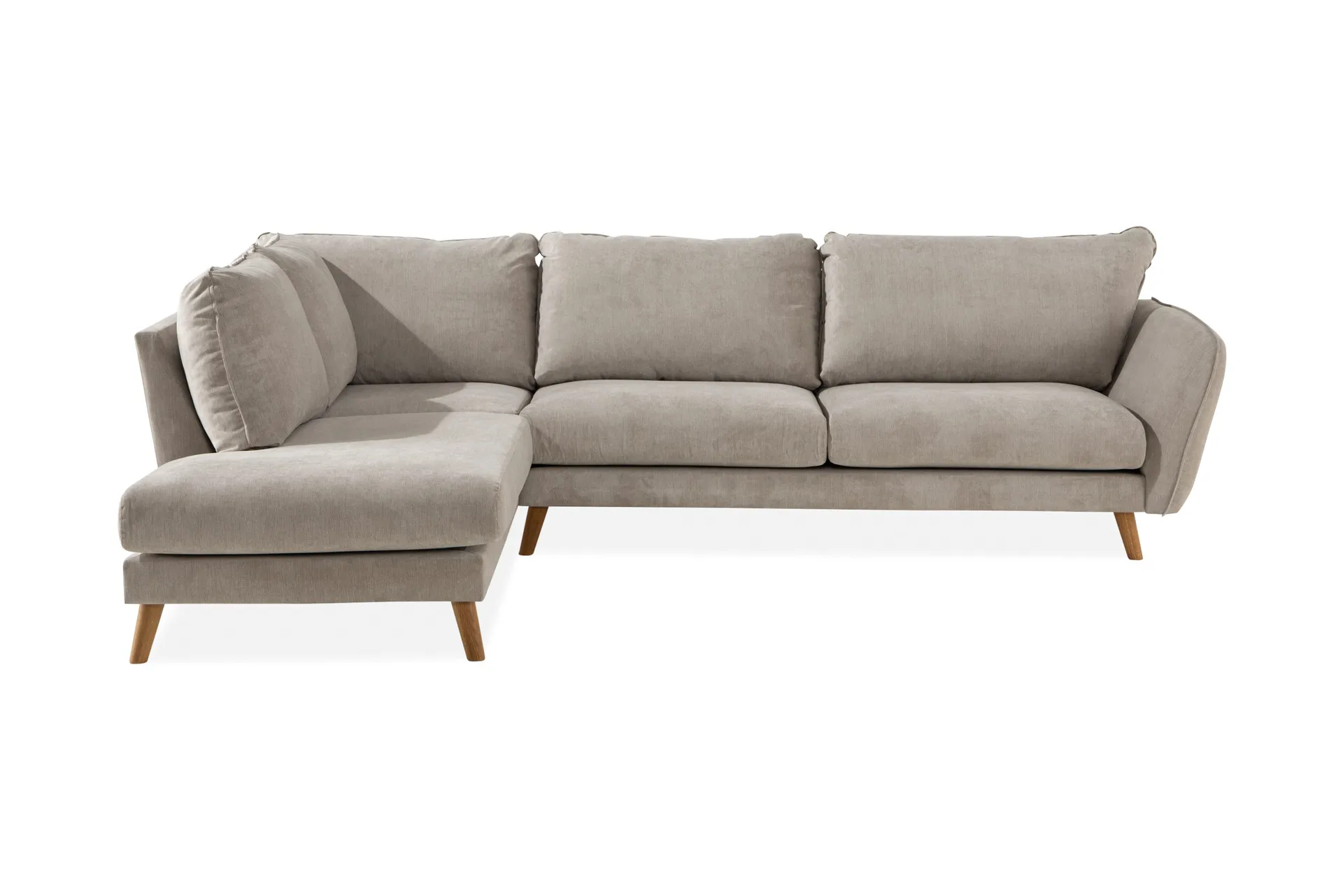 Trend Lyx 4-seters Venstrevendt L-formet Sjeselongsofa i Stoff - Beige
