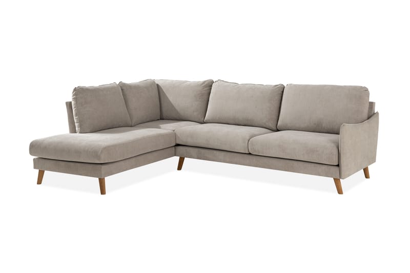Trend Lyx 4-seters Venstrevendt L-formet Sjeselongsofa i Stoff - Beige - Møbler - Sofaer - Sofa med sjeselong - 4 seters sofa med divan
