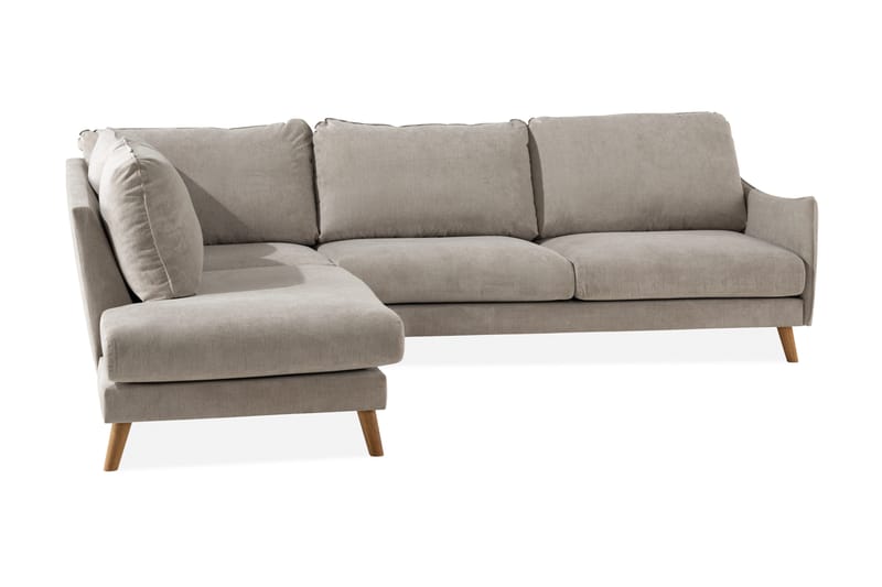 Trend Lyx 4-seters Venstrevendt L-formet Sjeselongsofa i Stoff - Beige - Møbler - Sofaer - Sofa med sjeselong - 4 seters sofa med divan
