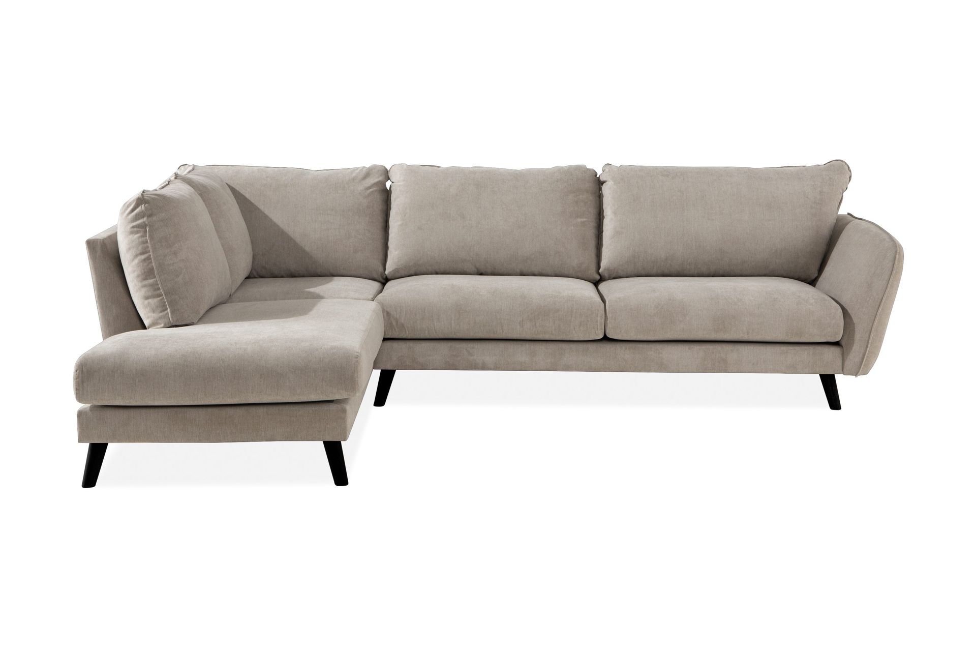 Trend Lyx 4-seters Venstrevendt L-formet Sjeselongsofa i Stoff - Beige