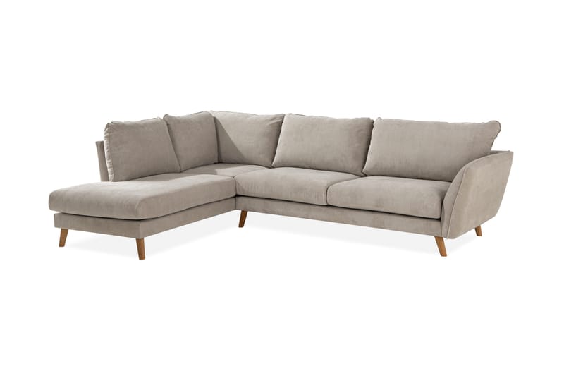 Trend Lyx 4-seters Venstrevendt L-formet Sjeselongsofa i Stoff - Beige - Møbler - Sofaer - Sofa med sjeselong - 4 seters sofa med divan