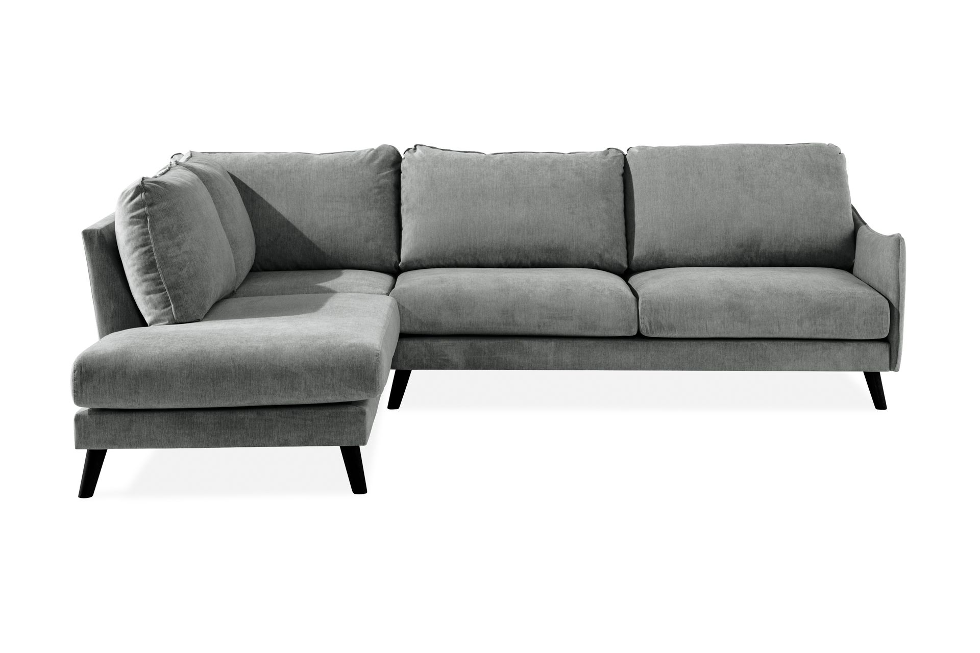 Trend Lyx 4-seters Venstrevendt L-formet Sjeselongsofa i Stoff - Grå - Møbler - Sofaer - Sofa med sjeselong
