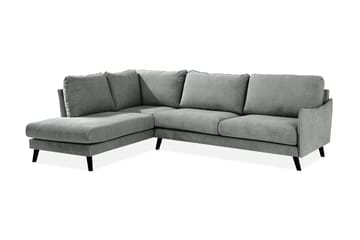 Trend Lyx 4-seters Venstrevendt L-formet Sjeselongsofa i Stoff - Grå - Møbler - Sofaer - Sofa med sjeselong