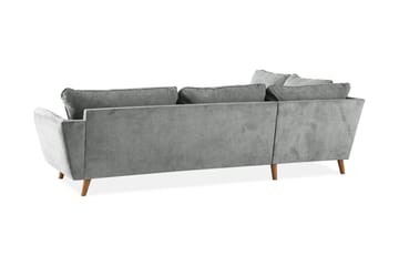Trend Lyx 4-seters Venstrevendt L-formet Sjeselongsofa i Stoff - Grå - Møbler - Sofaer - Sofa med sjeselong