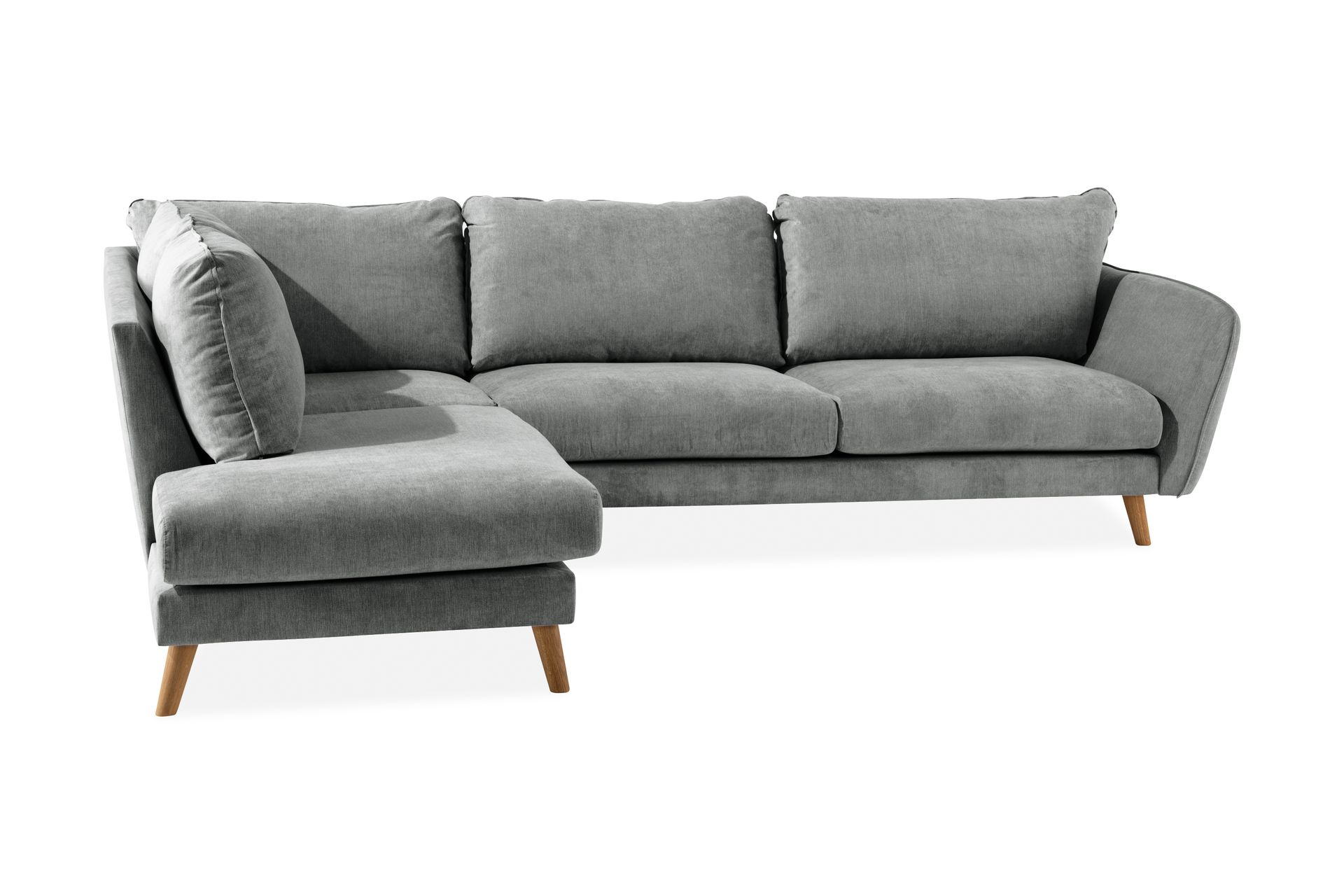 Trend Lyx 4-seters Venstrevendt L-formet Sjeselongsofa i Stoff - Grå - Møbler - Sofaer - Sofa med sjeselong