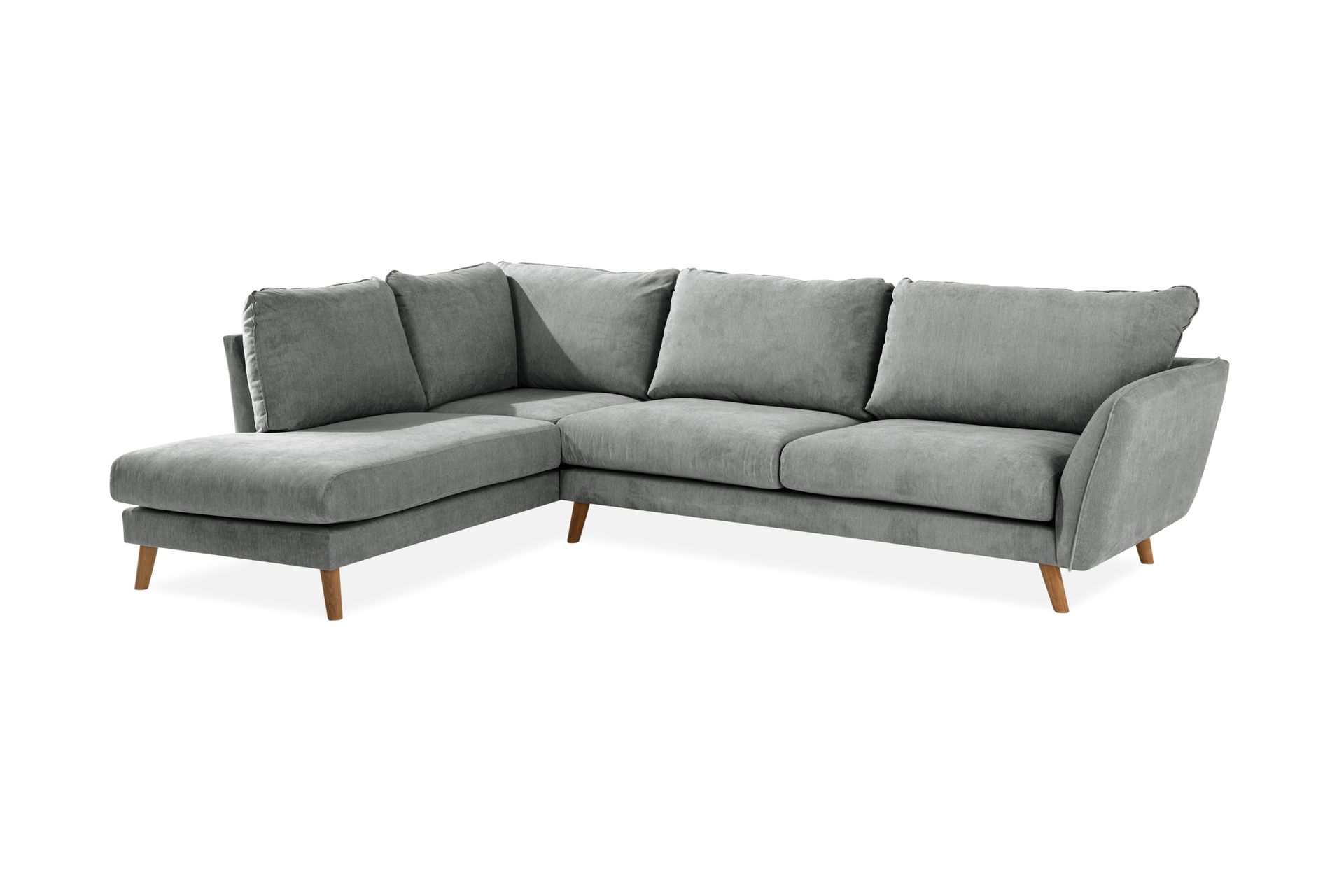 Trend Lyx 4-seters Venstrevendt L-formet Sjeselongsofa i Stoff - Grå - Møbler - Sofaer - Sofa med sjeselong