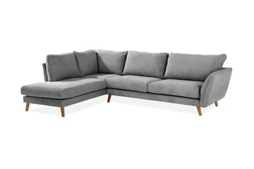 Trend Lyx 4-seters Venstrevendt L-formet Sjeselongsofa i Stoff - Grå - Møbler - Sofaer - Sofa med sjeselong