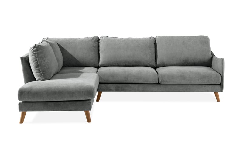 Trend Lyx 4-seters Venstrevendt L-formet Sjeselongsofa i Stoff - Grå - Møbler - Sofaer - Sofa med sjeselong