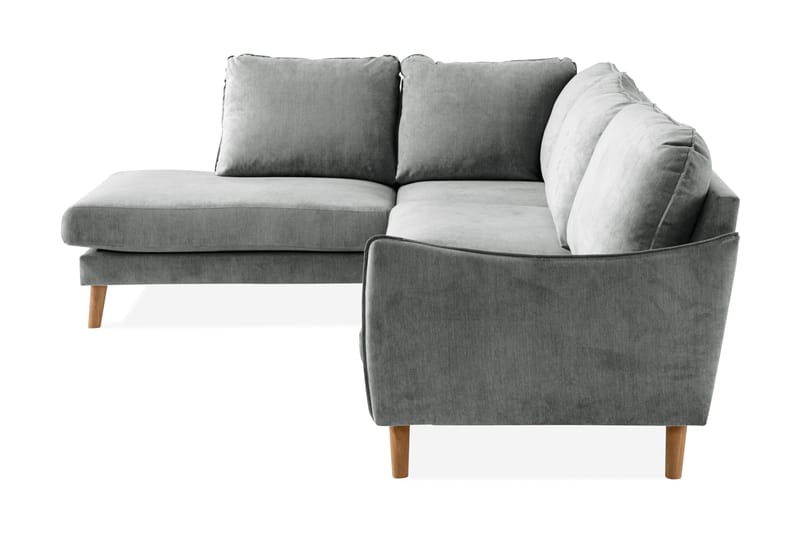 Trend Lyx 4-seters Venstrevendt L-formet Sjeselongsofa i Stoff - Grå - Møbler - Sofaer - Sofa med sjeselong
