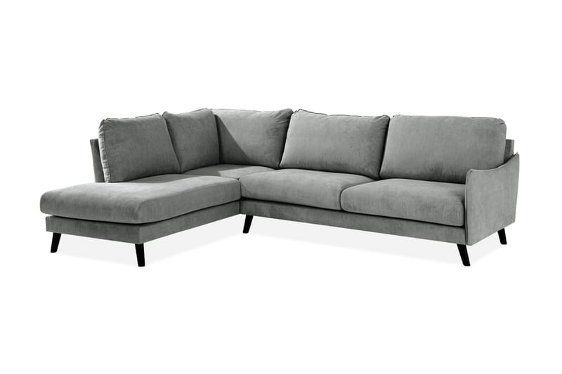Trend Lyx 4-seters Venstrevendt L-formet Sjeselongsofa i Stoff - Grå - Møbler - Sofaer - Sofa med sjeselong - 4 seters sofa med divan