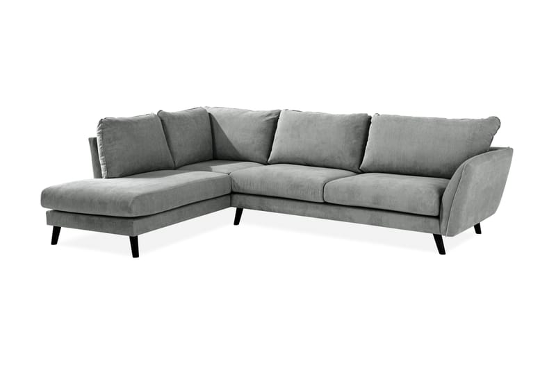Trend Lyx 4-seters Venstrevendt L-formet Sjeselongsofa i Stoff - Grå - Møbler - Sofaer - Sofa med sjeselong - 4 seters sofa med divan
