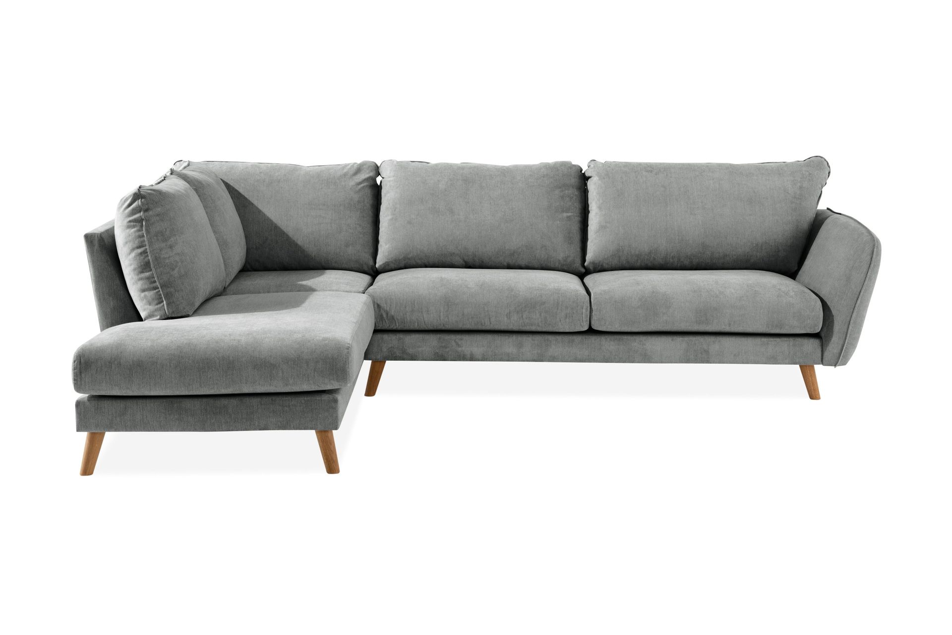 Trend Lyx 4-seters Venstrevendt L-formet Sjeselongsofa i Stoff - Grå