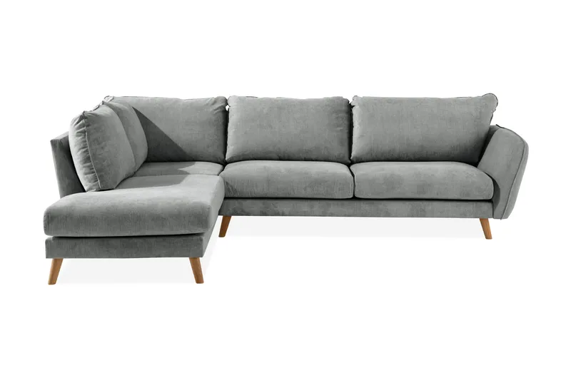 Trend Lyx 4-seters Venstrevendt L-formet Sjeselongsofa i Stoff - Grå - Møbler - Sofaer - Sofa med sjeselong - 4 seters sofa med divan