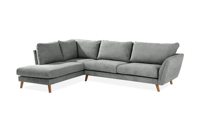 Trend Lyx 4-seters Venstrevendt L-formet Sjeselongsofa i Stoff - Grå - Møbler - Sofaer - Sofa med sjeselong - 4 seters sofa med divan