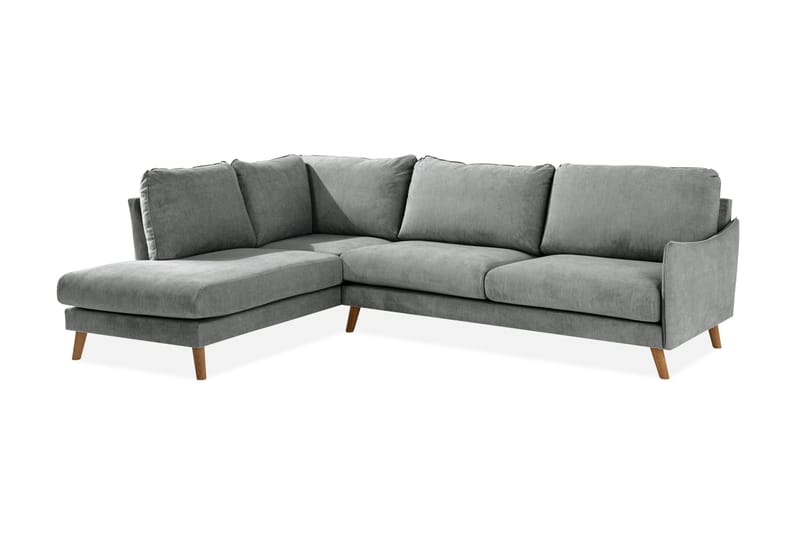 Trend Lyx 4-seters Venstrevendt L-formet Sjeselongsofa i Stoff - Grå - Møbler - Sofaer - Sofa med sjeselong - 4 seters sofa med divan