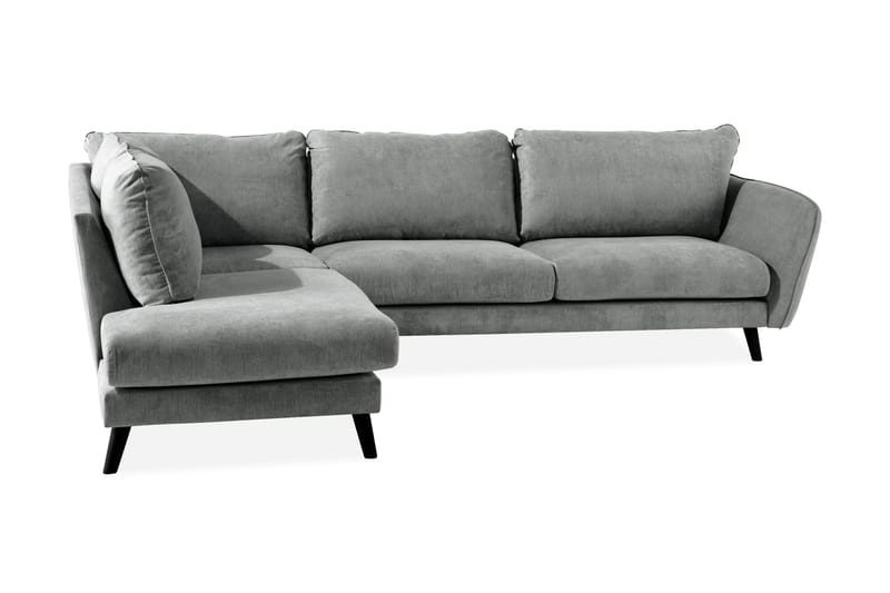 Trend Lyx 4-seters Venstrevendt L-formet Sjeselongsofa i Stoff - Grå - Møbler - Sofaer - Sofa med sjeselong - 4 seters sofa med divan