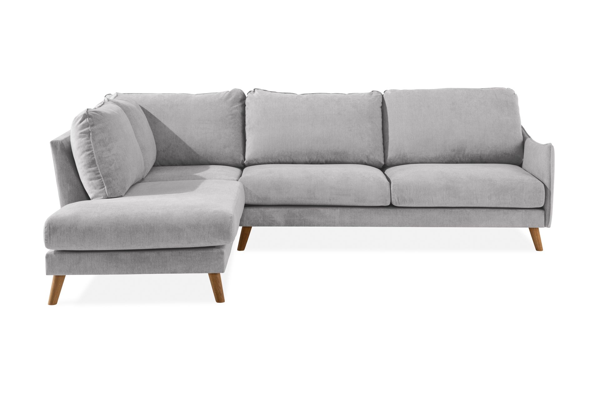 Trend Lyx 4-seters Venstrevendt L-formet Sjeselongsofa i Stoff - Lys grå - Møbler - Sofaer - Sofa med sjeselong