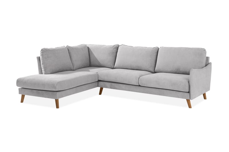 Trend Lyx 4-seters Venstrevendt L-formet Sjeselongsofa i Stoff - Lys grå - Møbler - Sofaer - Sofa med sjeselong - 4 seters sofa med divan