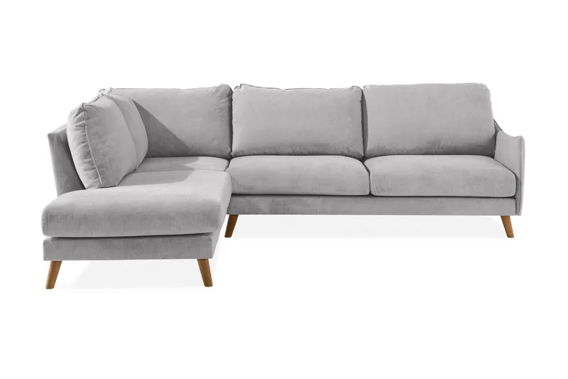 Trend Lyx 4-seters Venstrevendt L-formet Sjeselongsofa i Stoff - Lys grå - Møbler - Sofaer - Sofa med sjeselong - 4 seters sofa med divan