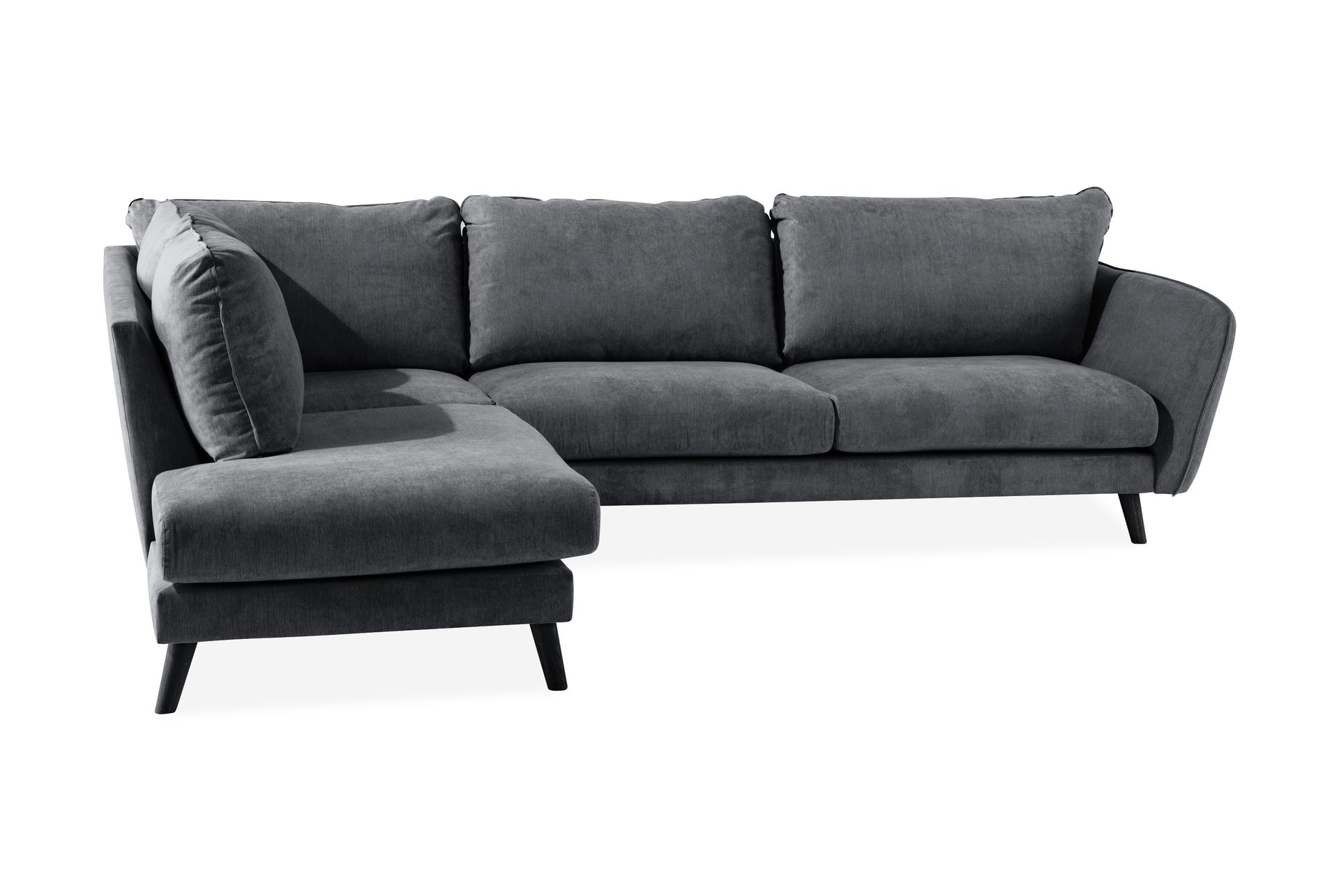 Trend Lyx 4-seters Venstrevendt L-formet Sjeselongsofa i Stoff - Mørk grå - Møbler - Sofaer - Sofa med sjeselong