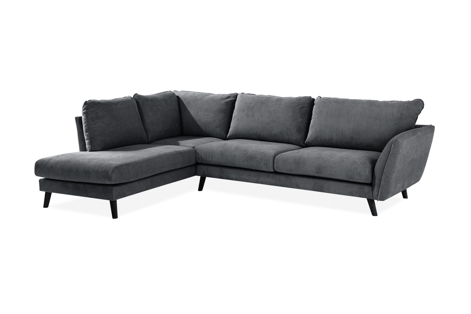 Trend Lyx 4-seters Venstrevendt L-formet Sjeselongsofa i Stoff - Mørk grå - Møbler - Sofaer - Sofa med sjeselong