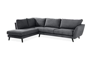 Trend Lyx 4-seters Venstrevendt L-formet Sjeselongsofa i Stoff - Mørk grå - Møbler - Sofaer - Sofa med sjeselong