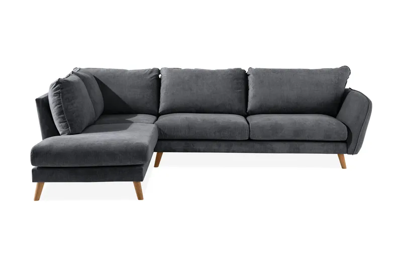 Trend Lyx 4-seters Venstrevendt L-formet Sjeselongsofa i Stoff - Mørk grå - Møbler - Sofaer - Sofa med sjeselong - 4 seters sofa med divan