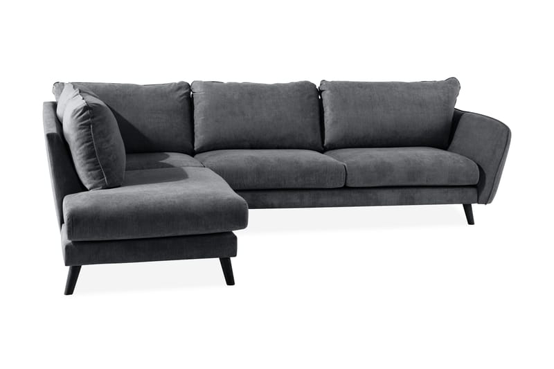 Trend Lyx 4-seters Venstrevendt L-formet Sjeselongsofa i Stoff - Mørk grå - Møbler - Sofaer - Sofa med sjeselong - 4 seters sofa med divan