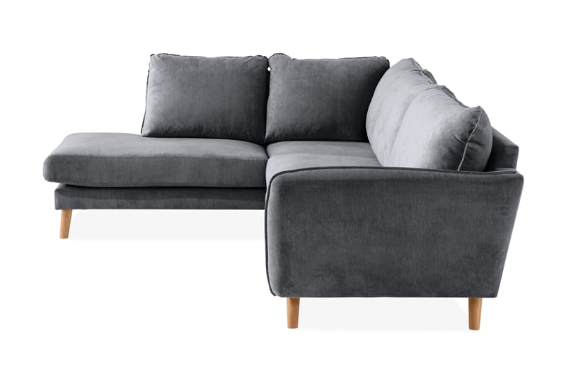 Trend Lyx 4-seters Venstrevendt L-formet Sjeselongsofa i Stoff - Mørk grå - Møbler - Sofaer - Sofa med sjeselong - 4 seters sofa med divan
