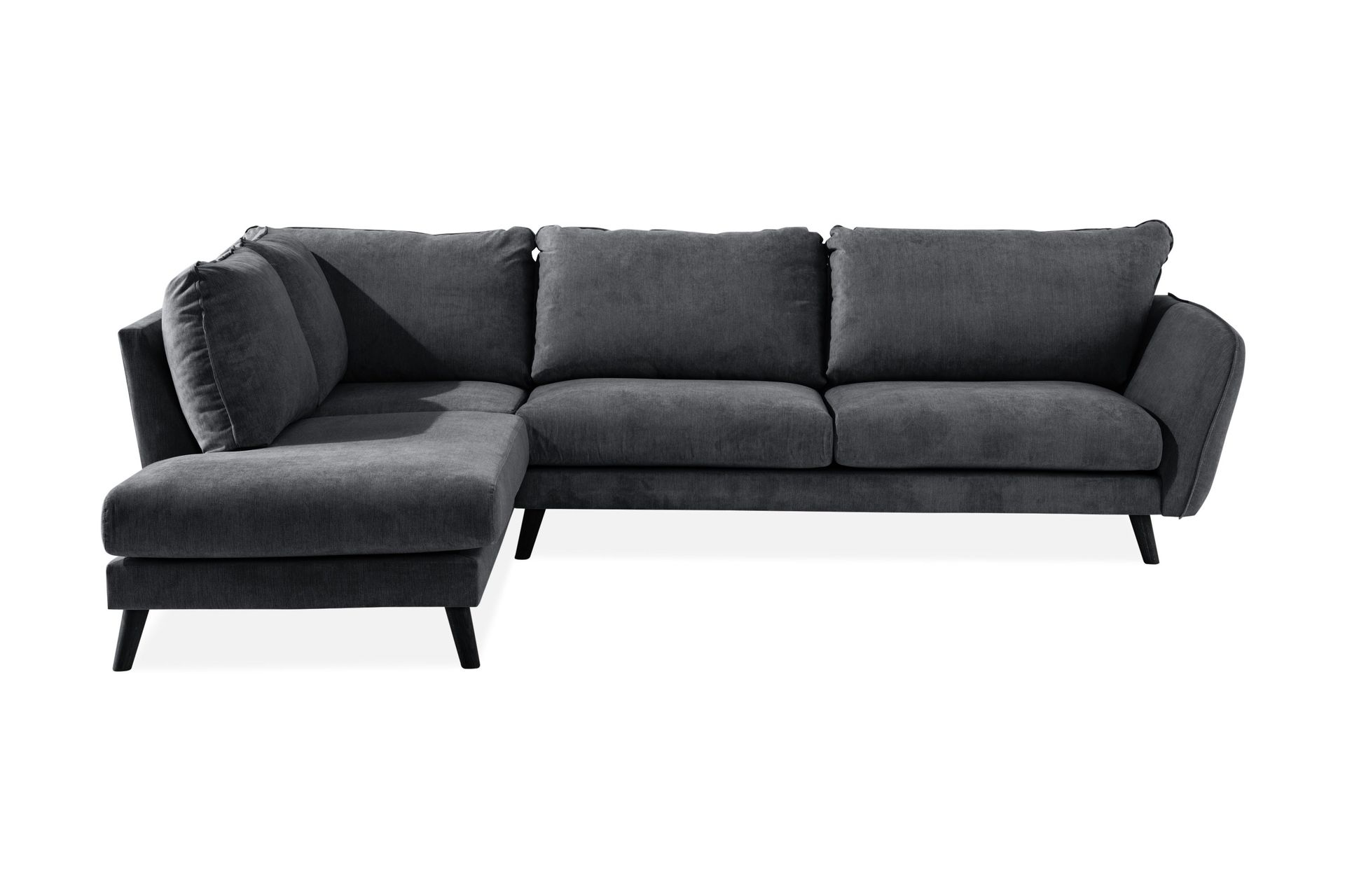 Trend Lyx 4-seters Venstrevendt L-formet Sjeselongsofa i Stoff - Mørk grå