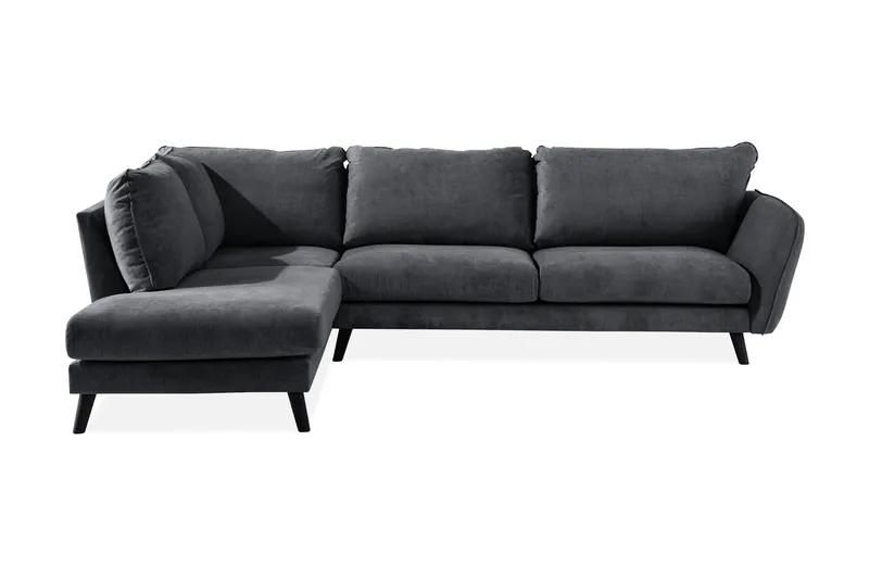 Trend Lyx 4-seters Venstrevendt L-formet Sjeselongsofa i Stoff - Mørk grå - Møbler - Sofaer - Sofa med sjeselong - 4 seters sofa med divan