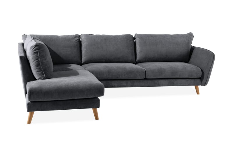 Trend Lyx 4-seters Venstrevendt L-formet Sjeselongsofa i Stoff - Mørk grå - Møbler - Sofaer - Sofa med sjeselong - 4 seters sofa med divan