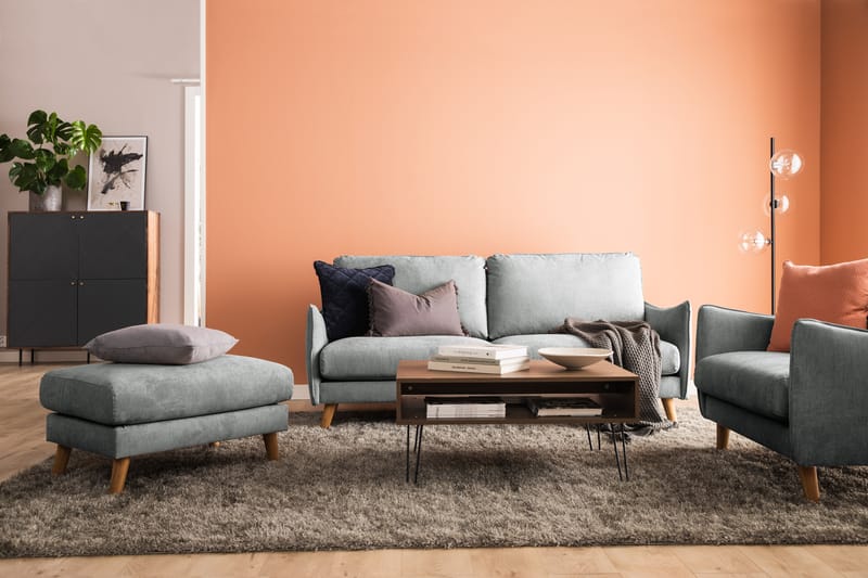Trend Lyx Sjeselongsofa Høyre - Grå/Eik - Sofa med sjeselong - 4 seters sofa med divan