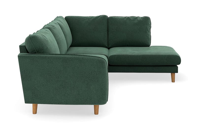 Trend Lyx Sjeselongsofa Høyre - Grønn Fløyel - Sofa med sjeselong - 4 seters sofa med divan