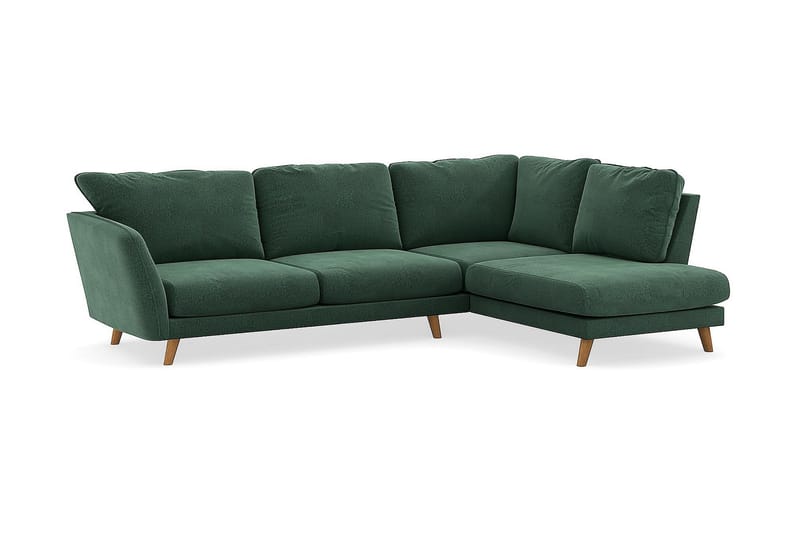 Trend Lyx Sjeselongsofa Høyre - Grønn Fløyel - Møbler - Sofaer - Sofa med sjeselong