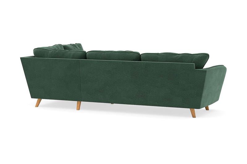 Trend Lyx Sjeselongsofa Høyre - Grønn Fløyel - Sofa med sjeselong - 4 seters sofa med divan