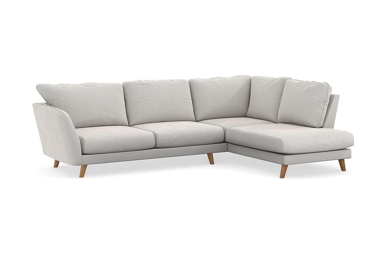 Trend Lyx Sjeselongsofa Høyre - Hvit Fløyel - Møbler - Sofaer - Sofa med sjeselong
