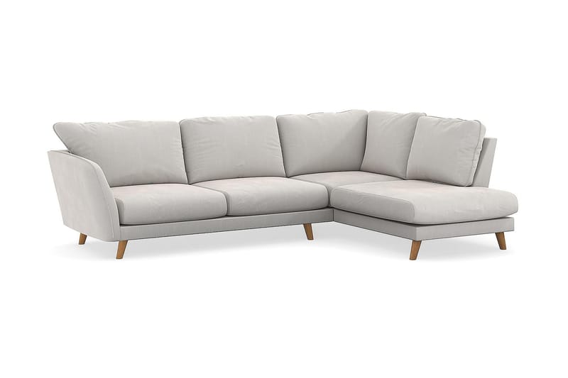 Trend Lyx Sjeselongsofa Høyre - Hvit Fløyel - Sofa med sjeselong - 4 seters sofa med divan