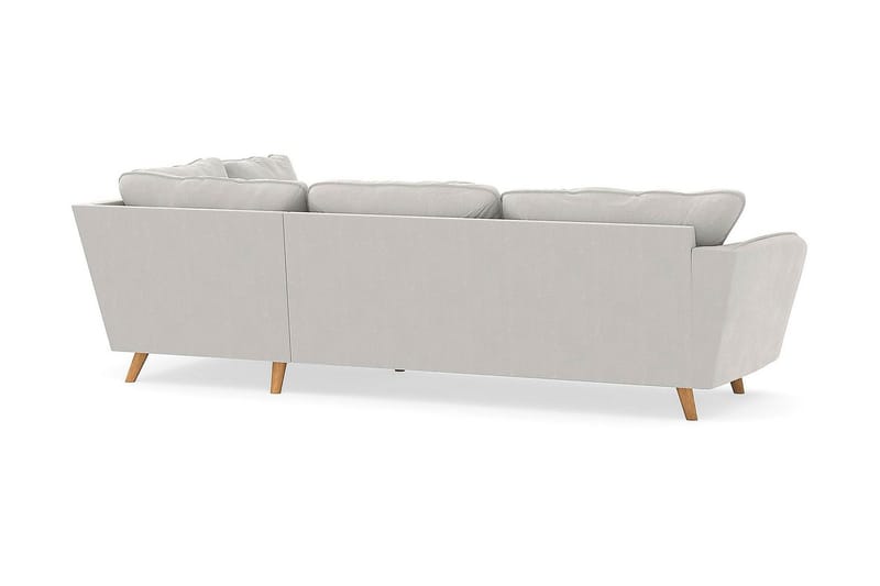 Trend Lyx Sjeselongsofa Høyre - Hvit Fløyel - Sofa med sjeselong - 4 seters sofa med divan
