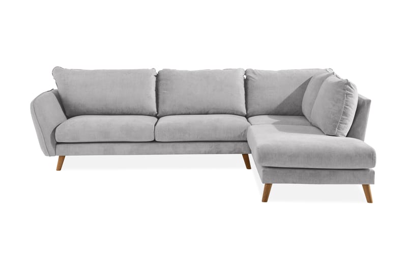 Trend Lyx Sjeselongsofa Høyre - Lysegrå/Eik - Sofa med sjeselong - 4 seters sofa med divan